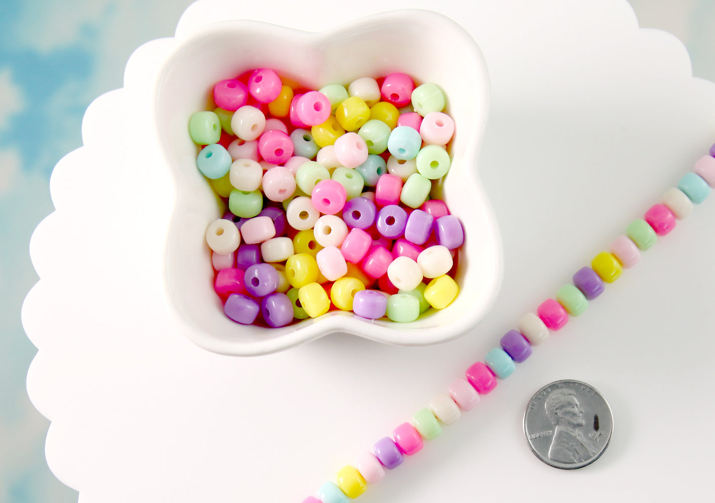 Candy Necklace Beads - 7mm Chunky Candy Color Rondelle Pastel Disc Shaped Faux Candies Acrylic or Plastic Beads - 160 pc set