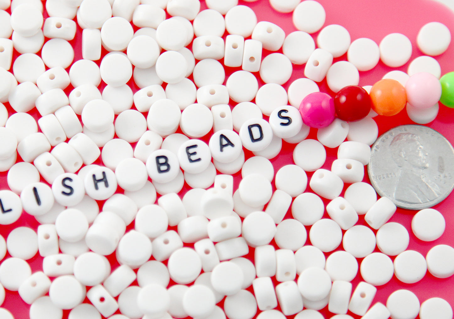 Blank Letter Beads - 7mm Blanks for Alphabet Beads - Little Round White Flat Disc Coin Acrylic Beads - 300 pc set
