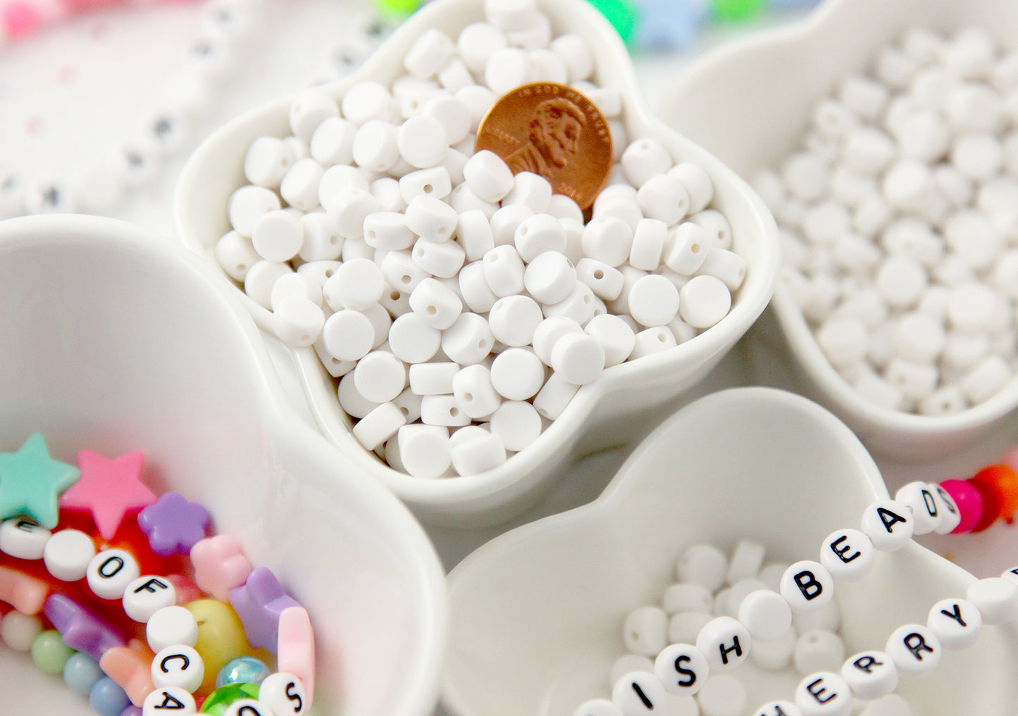 Double Sided Alphabet Letter Beads, 7mm White &Black Round