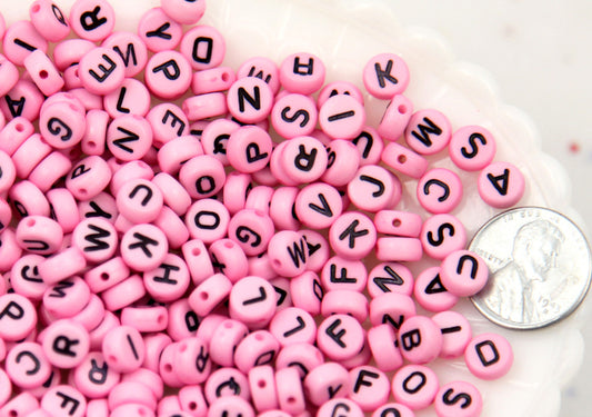 7mm Little Pink Round Alphabet Acrylic or Resin Beads - 400 pc set