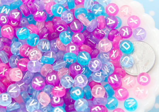 Pastel Letter Beads - 6mm Little Translucent Pastel Round Alphabet Acrylic or Resin Beads - 400 pc set