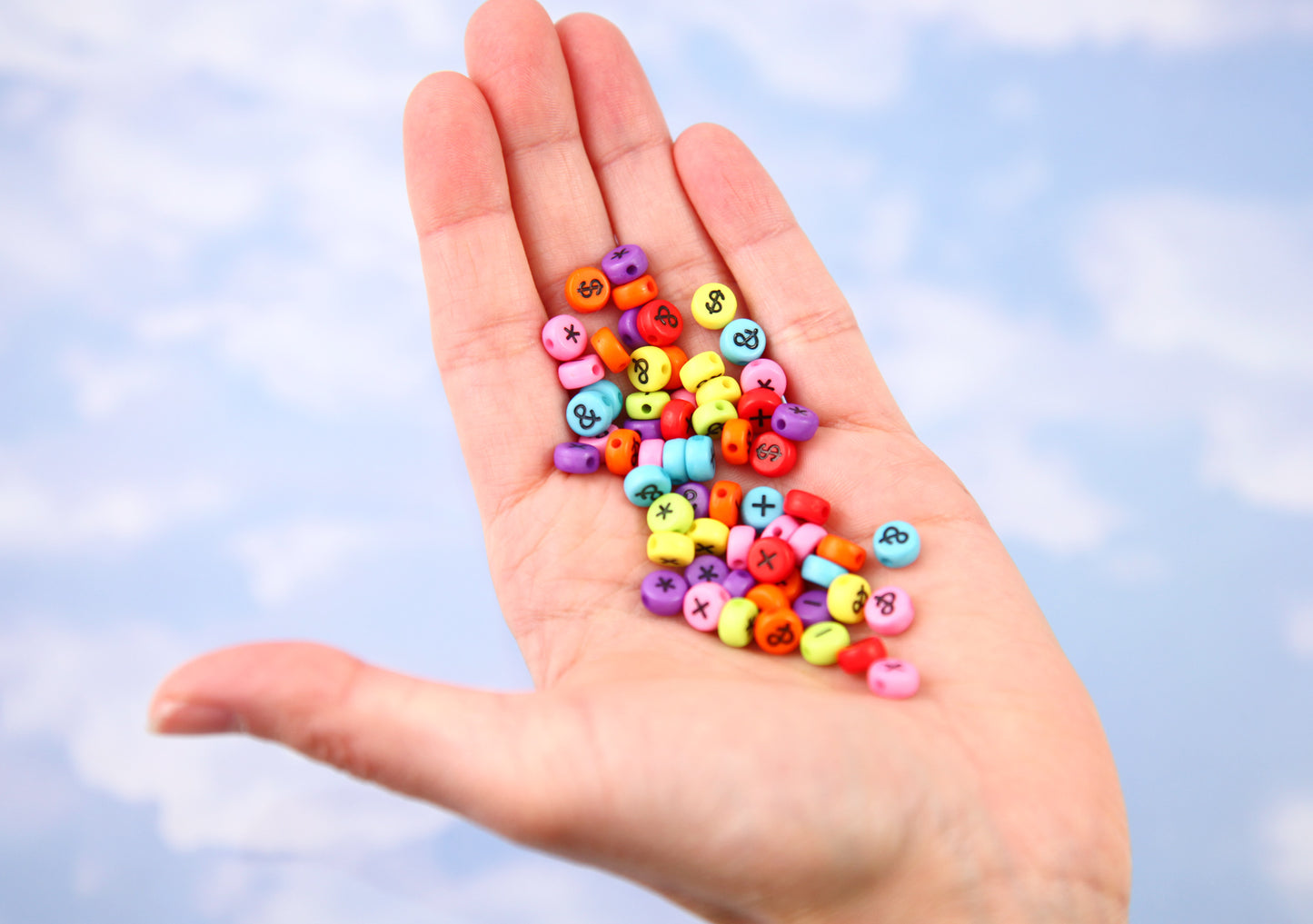 Symbols for 7mm Letter Beads - 7mm Round Punctuation Ampersand Math Asterisk Dollar Sign Symbols for Alphabet Beads - 400 pc set