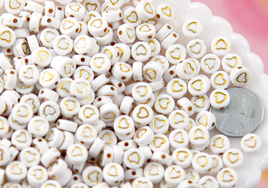 Letter A Alphabet Beads, White beads with Gold Letters 7MM – TinySupplyShop