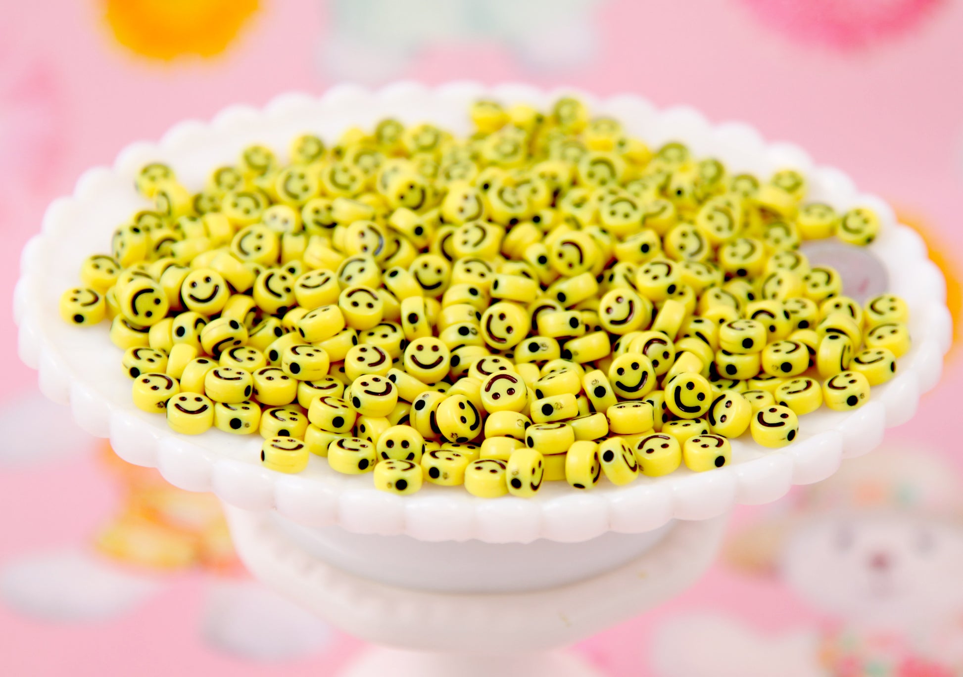 Smiley Face Beads Happy Jewelry Supplies Emoji Jewelry 7mm Mixed