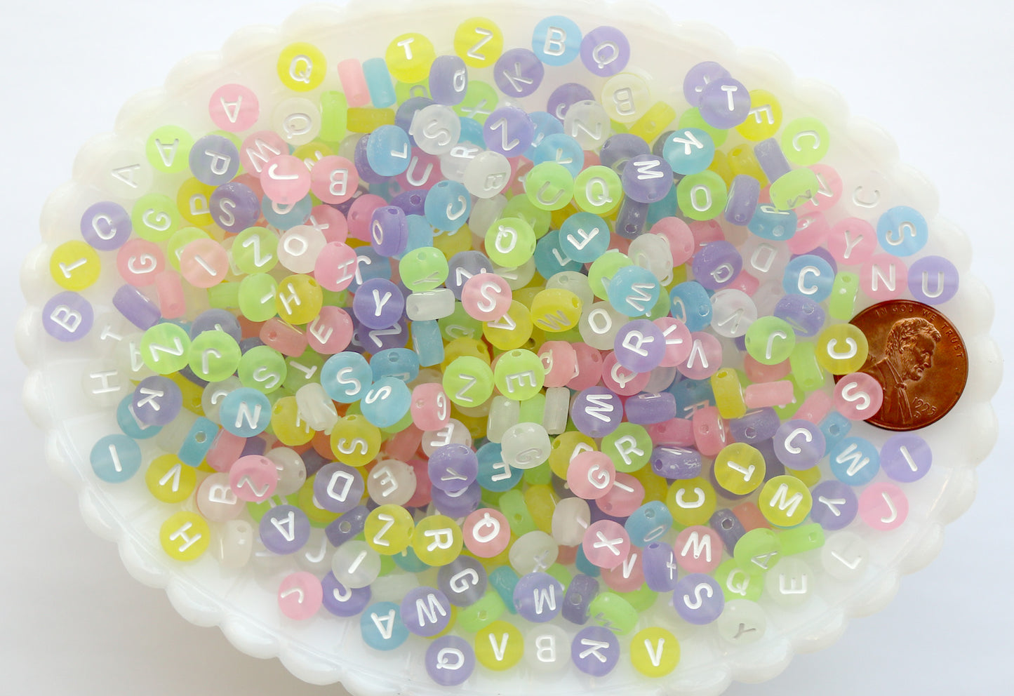 Pastel Letter Beads - 6mm Little Pastel Matte Candy Round Alphabet Acrylic or Resin Beads - 400 pc set