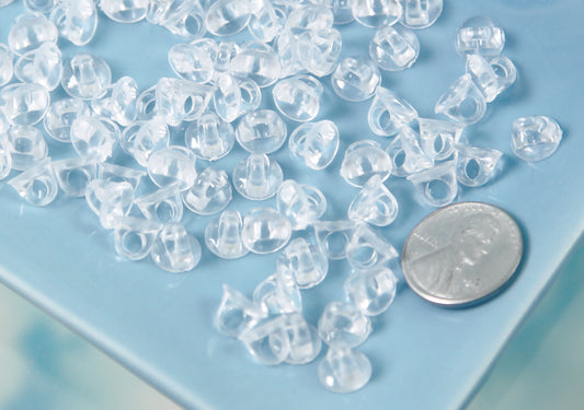 Plastic Bails - 8mm Hanging Style Clear Round Transparent Plastic Bails - make cabochons into beads - 200 pc set
