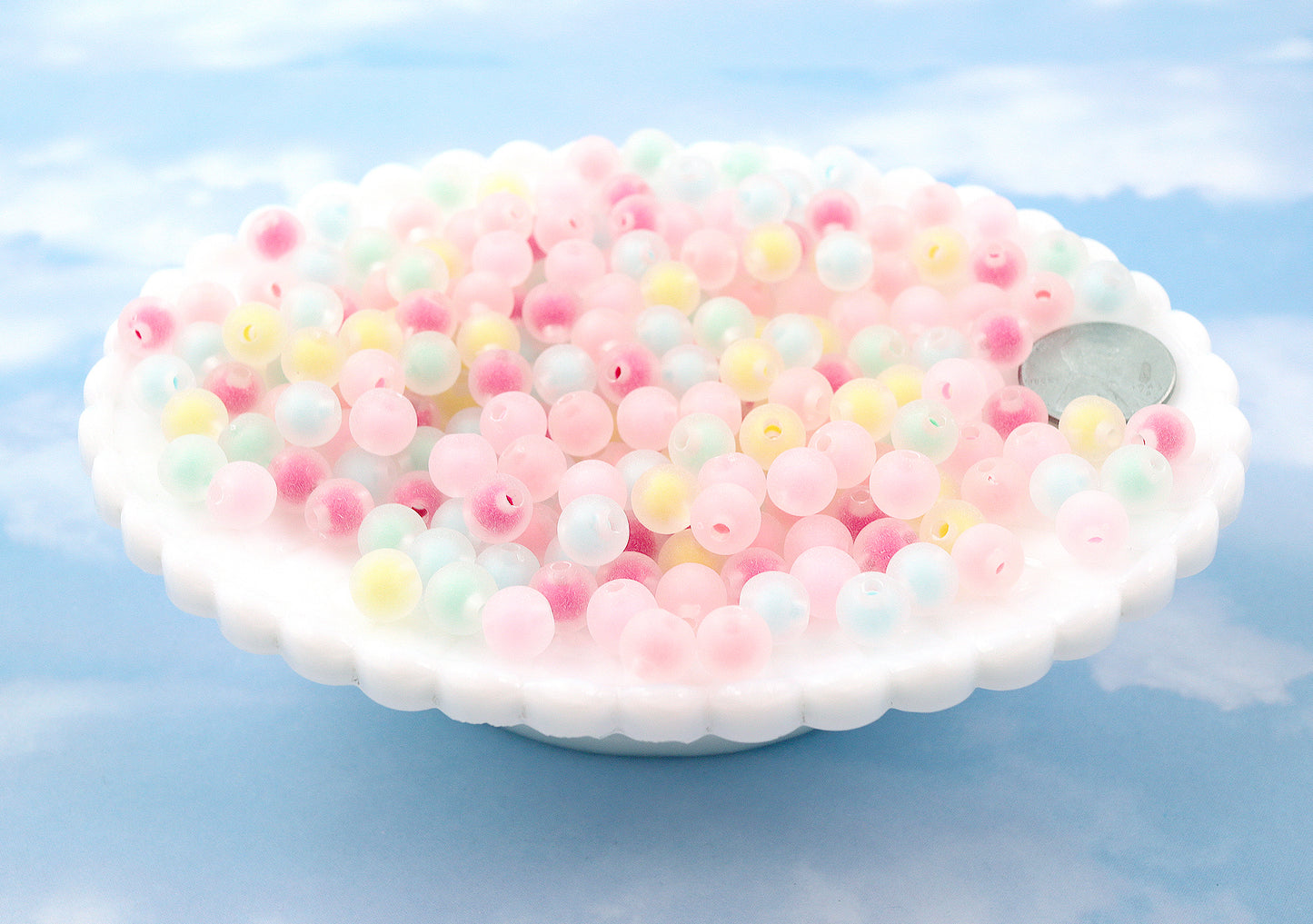 Pastel Beads - 8mm Tiny Matte Pastel Double Inner Bead Resin or Acrylic Beads - 200 pc set