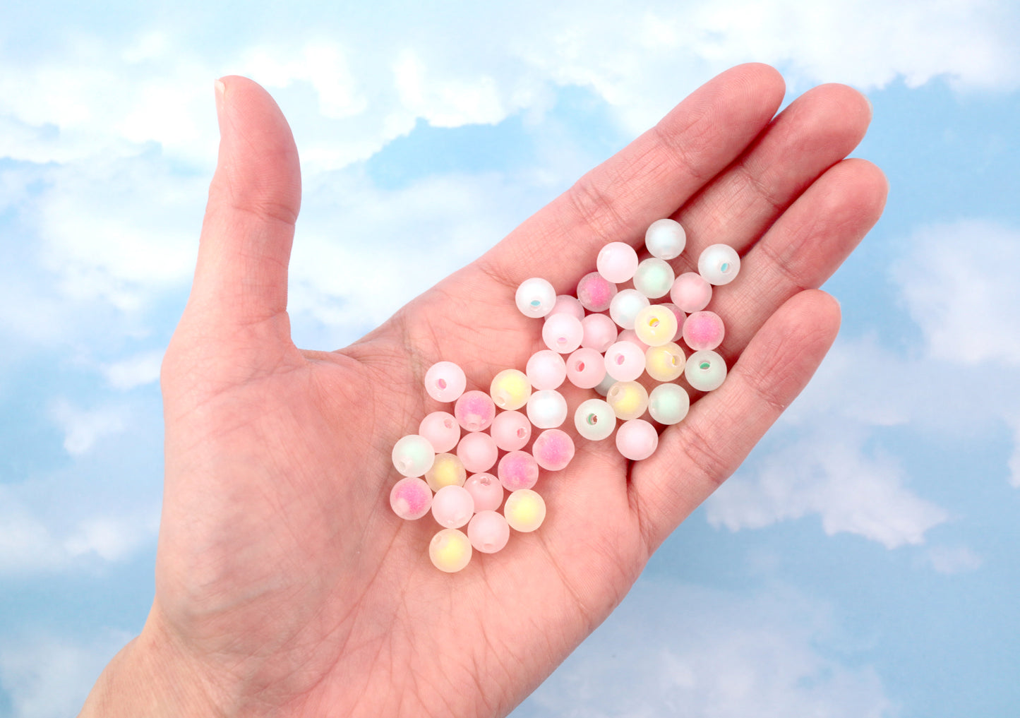 Pastel Beads - 8mm Tiny Matte Pastel Double Inner Bead Resin or Acrylic Beads - 200 pc set