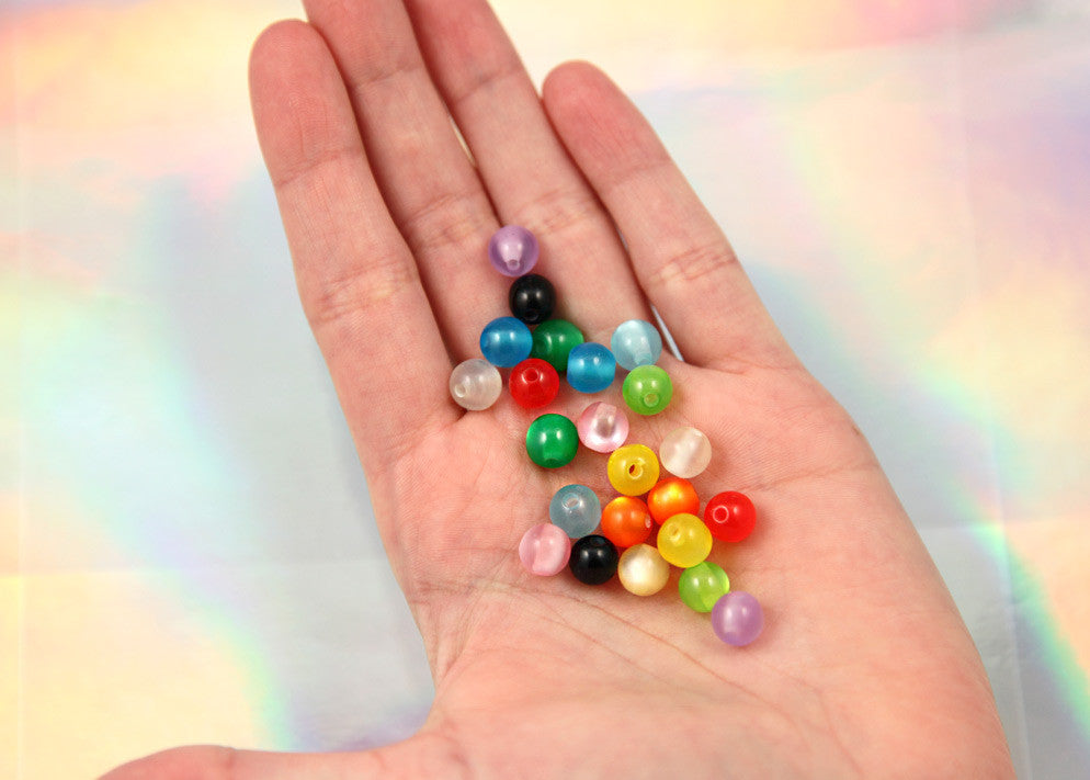 8mm Tiny Moonglow Resin Beads, Mixed Color - 100 pc set