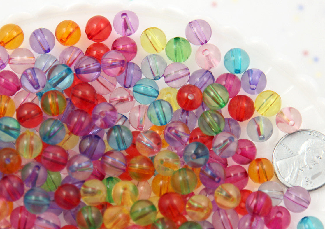 8mm Transparent Colorful Chunky Gumball Bubblegum Plastic Resin or Acrylic Beads - 150 pcs set