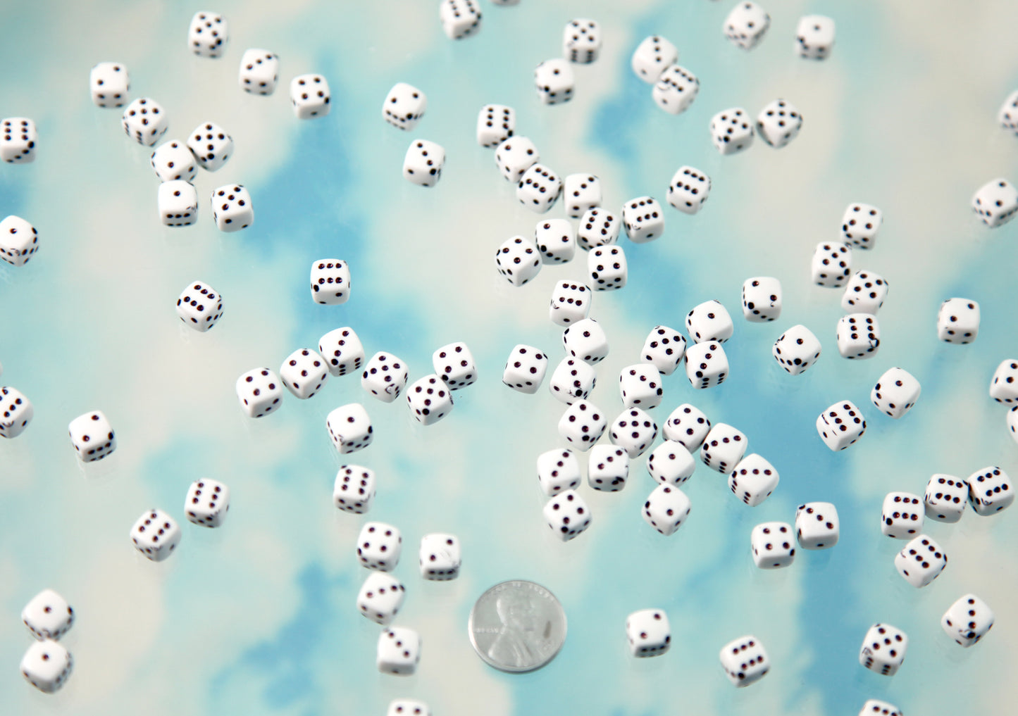 Dice Beads - 8mm Dice White & Black Diagonal Hole Acrylic or Resin Beads - 80 pc set