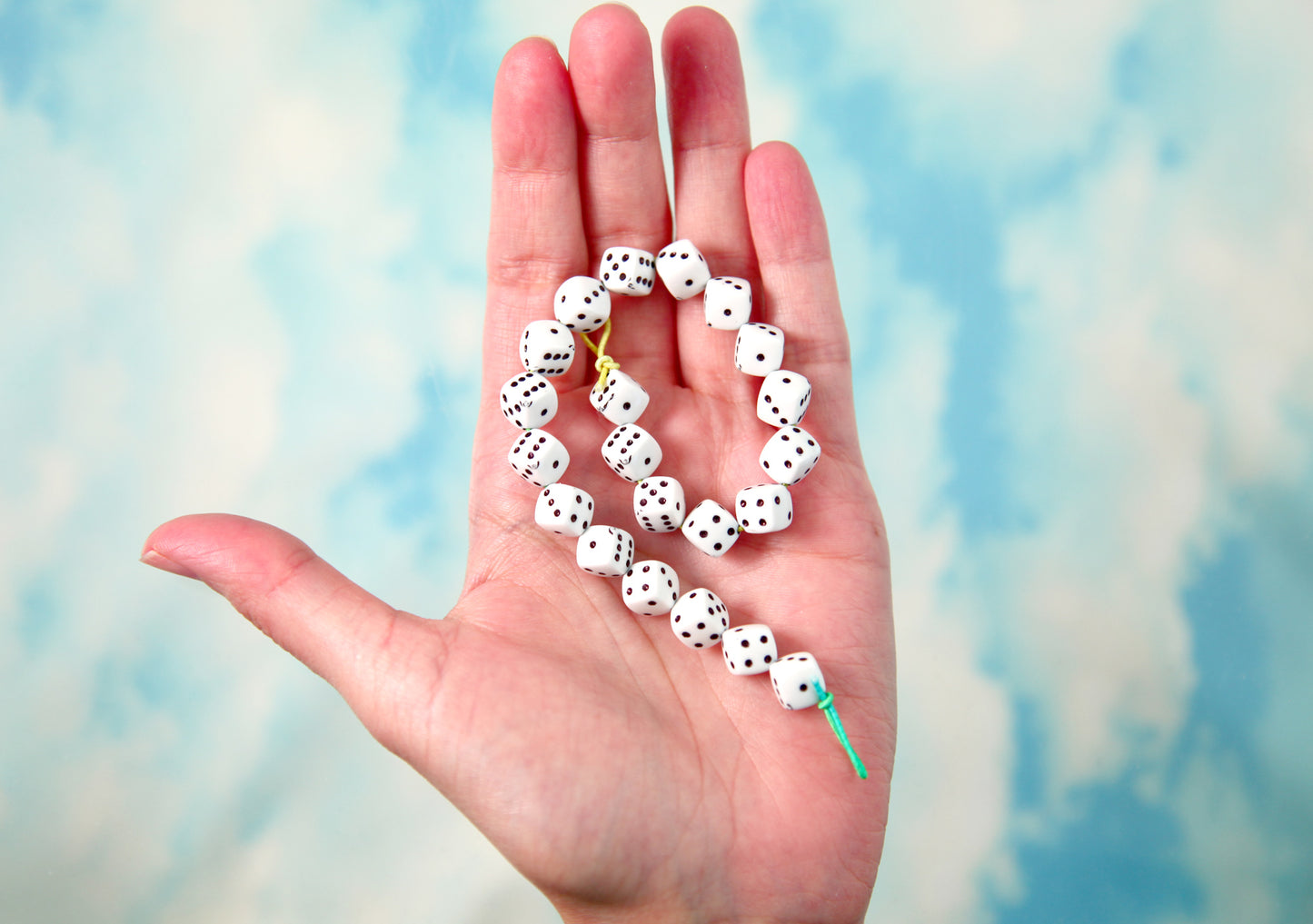Dice Beads - 8mm Dice White & Black Diagonal Hole Acrylic or Resin Beads - 80 pc set