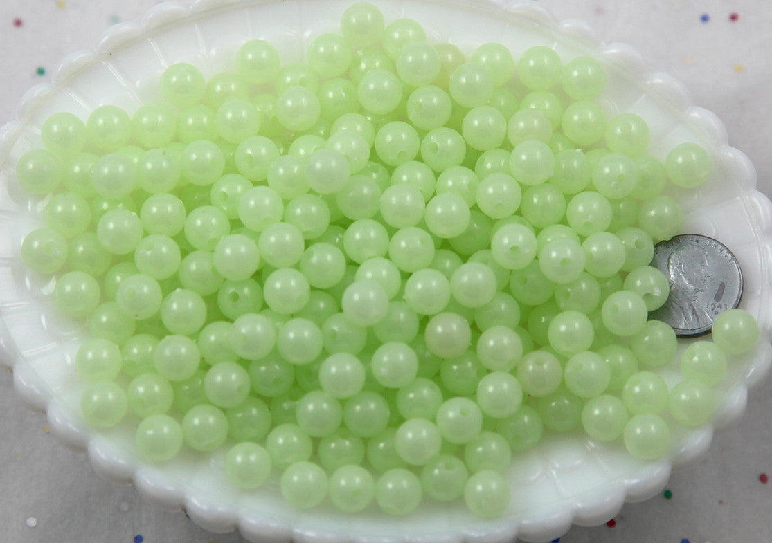 Glow in the Dark Beads - 8mm Small Round Glow-in-the-Dark Plastic or Acrylic Beads - 150 pc set