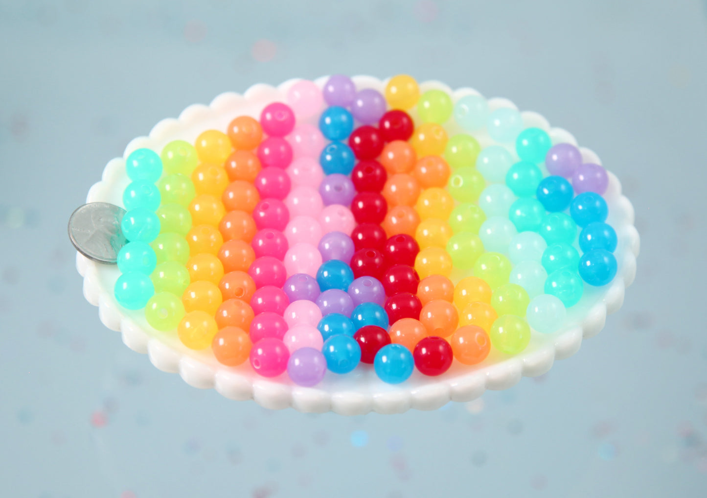 Acrylic Jelly Beads - 10mm Vibrant Jelly Color Acrylic Beads Translucent Resin or Acrylic Beads - 80 pc set