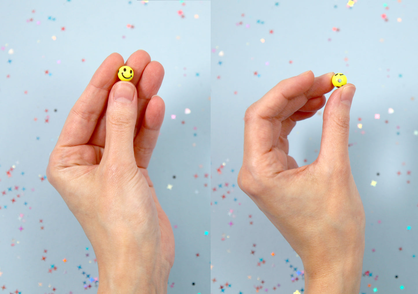 Happy Face Beads - 9mm Round Smile Shape Happy Face Beads Acrylic or Resin Beads - 100 pc set