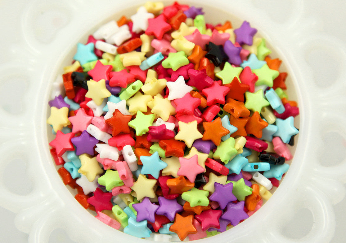 10mm Small Colorful Acrylic or Plastic Star Beads - 500 pcs set