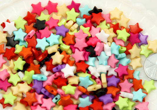 10mm Small Colorful Acrylic or Plastic Star Beads - 500 pcs set