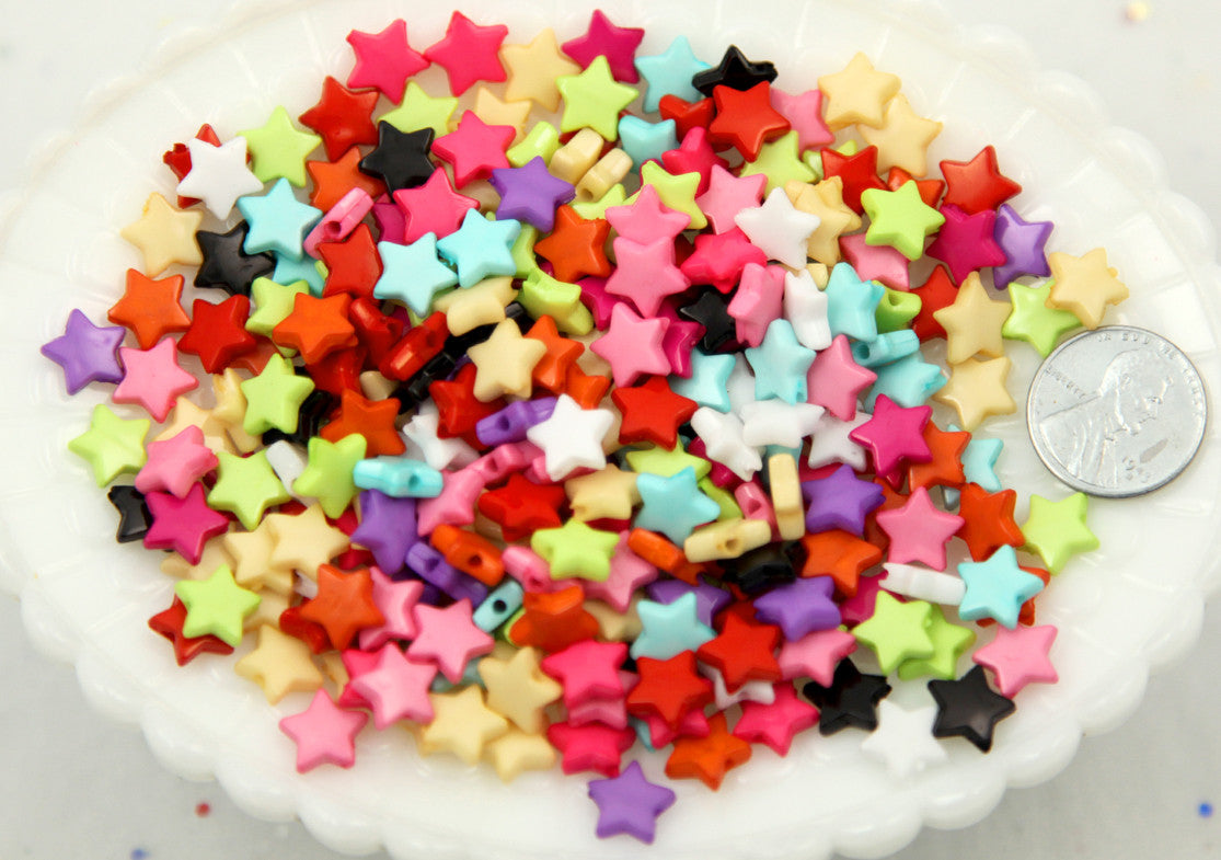 10mm Small Colorful Acrylic or Plastic Star Beads - 500 pcs set
