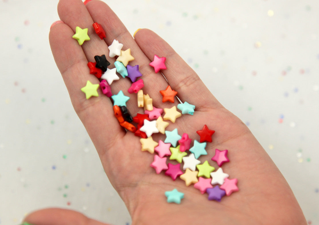 10mm Small Colorful Acrylic or Plastic Star Beads - 500 pcs set