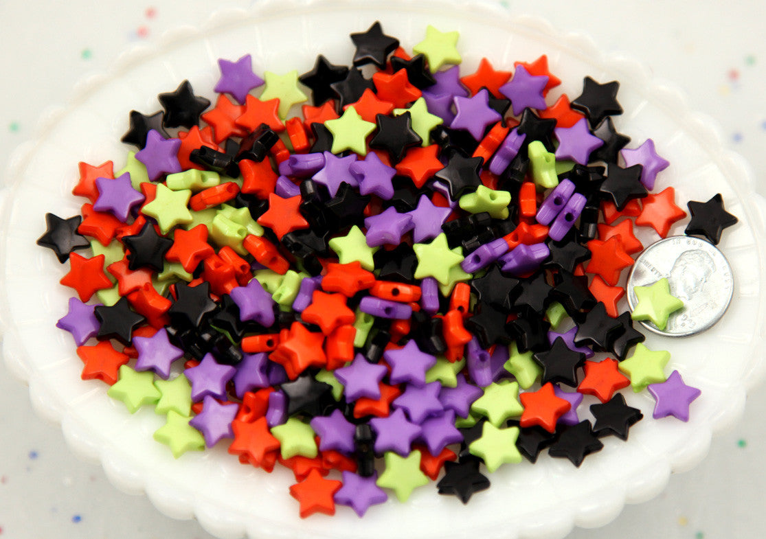 10mm Halloween Mix Small Colorful Acrylic or Plastic Star Beads - Spooky Colors - 500 pcs set