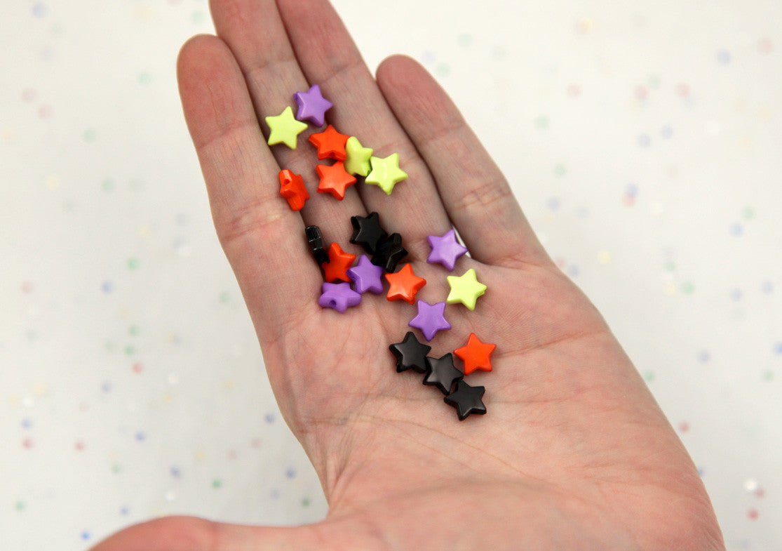 10mm Halloween Mix Small Colorful Acrylic or Plastic Star Beads - Spooky Colors - 500 pcs set