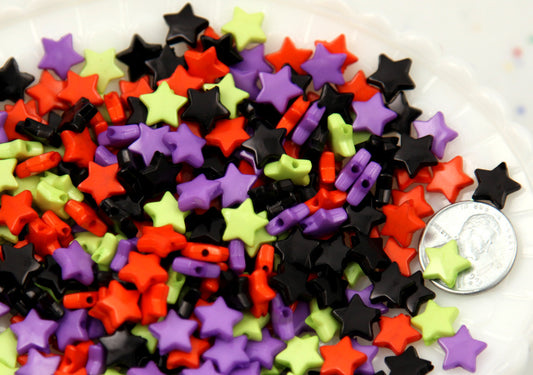 10mm Halloween Mix Small Colorful Acrylic or Plastic Star Beads - Spooky Colors - 500 pcs set