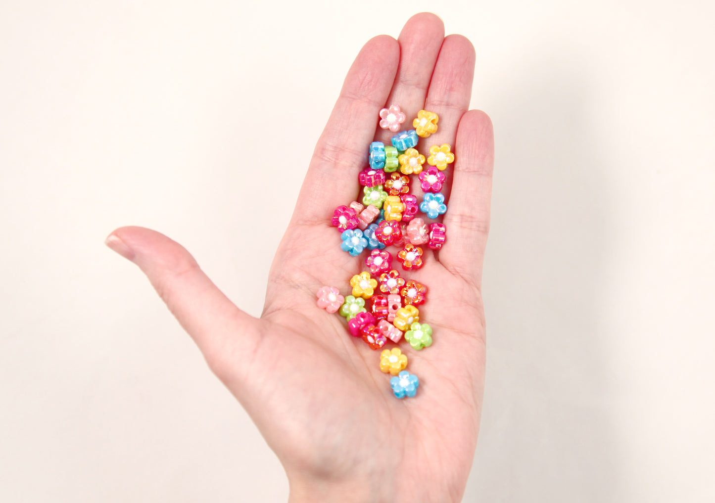 Flower Beads - 9mm Tiny Amazing AB Acrylic Flower Beads - Little Resin Flower Beads - 50 pc set