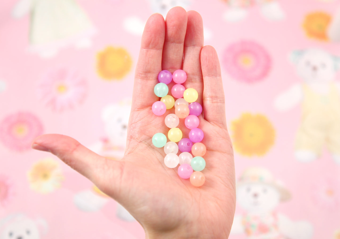 Glow in the Dark Beads - 9mm Pastel Round Glow-in-the-Dark Plastic or Acrylic Beads - 100 pc set
