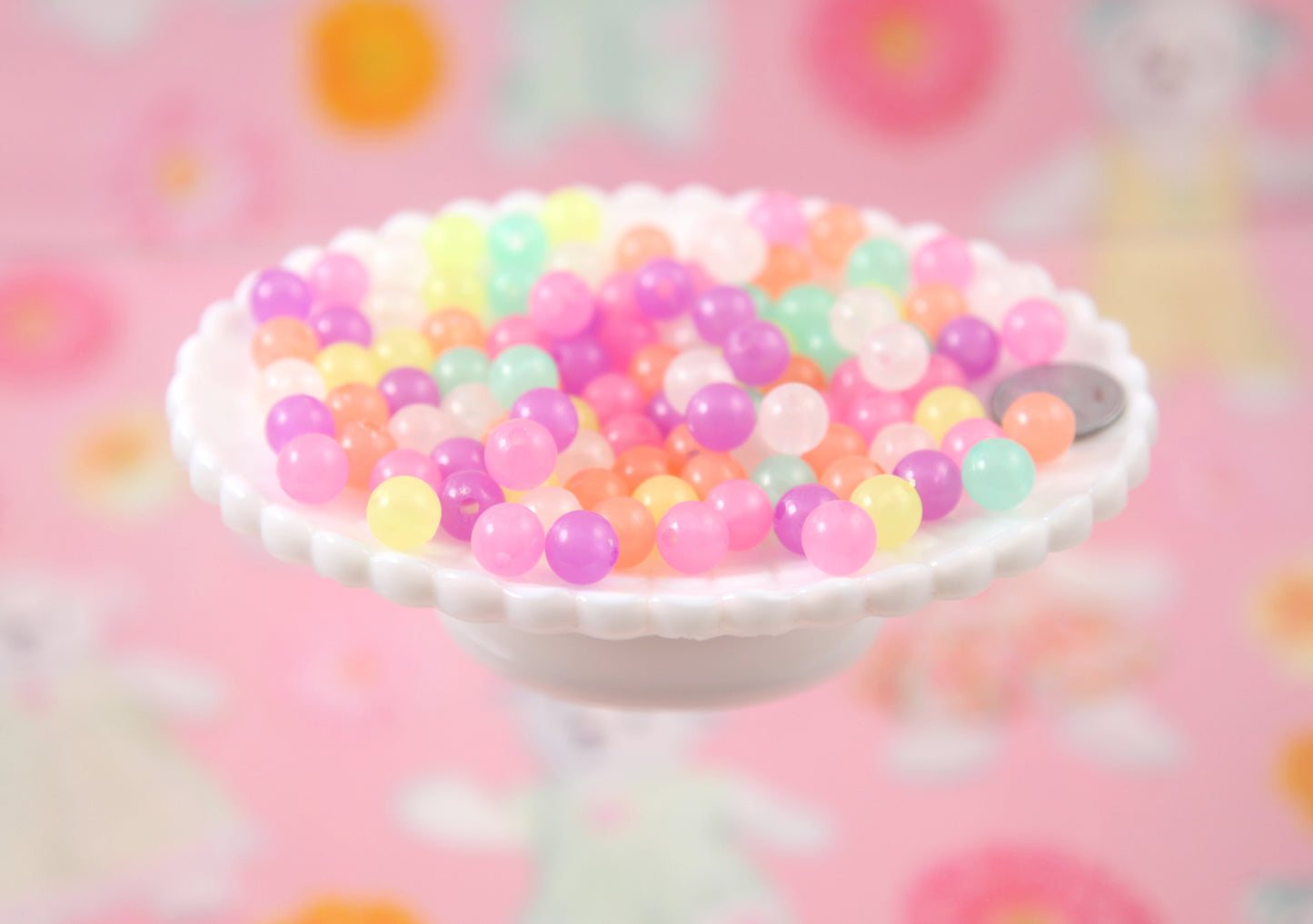 Glow in the Dark Beads - 9mm Pastel Round Glow-in-the-Dark Plastic or Acrylic Beads - 100 pc set