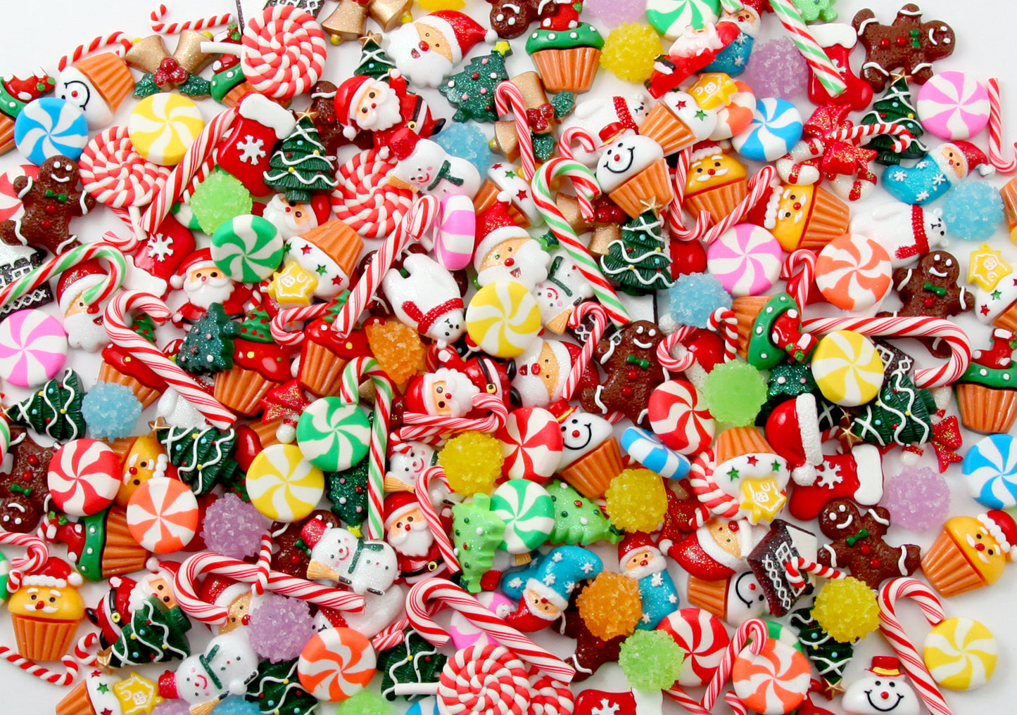 Christmas Cabochons Grab Bag - Cute Christmas Charms Mix - 25 pcs