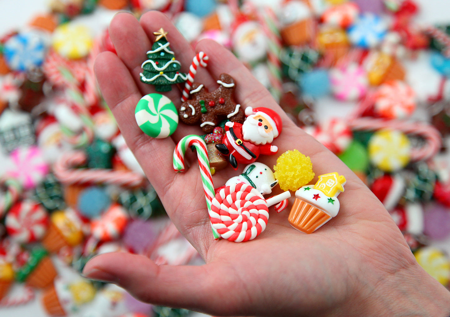 Christmas Cabochons Grab Bag - Cute Christmas Charms Mix - 25 pcs