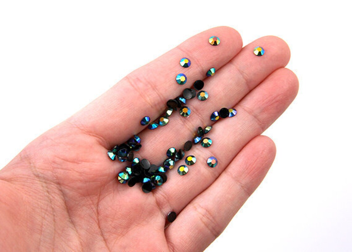 4mm High Quality AB Jet Black Rhinestones - 100 pc set