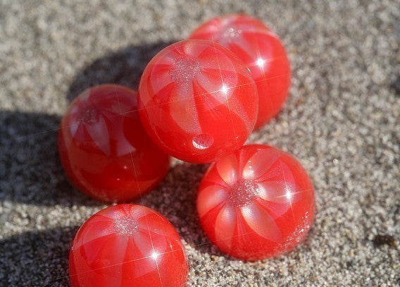 18mm Red Galaxy Cherries Glitter Acrylic or Resin Beads - 10 pc set