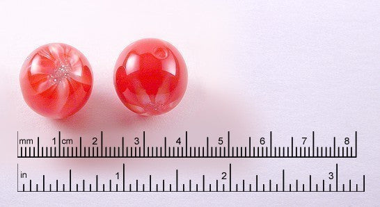 18mm Red Galaxy Cherries Glitter Acrylic or Resin Beads - 10 pc set