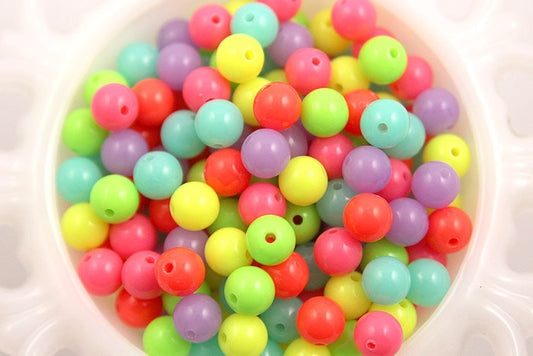 10mm Neon Gumball Bubblegum Resin Beads - 100 pc set