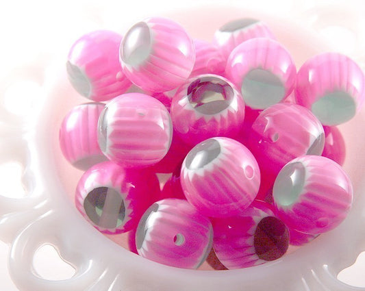 20mm Pink and Green Starburst Resin Beads - 12 pc set
