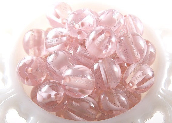 18mm Pink Galaxy Glittery Resin Beads - 12 pc set