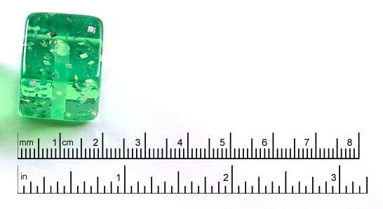 Chunky Beads - 20mm Green Jelly Cube Glitter Chunky Resin Beads - 12 pc set