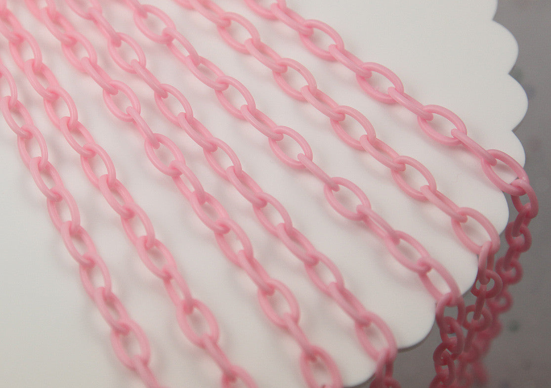 13mm Baby Pink Acrylic or Plastic Chain - 16.5 inch length / 42 cm length - 3 pcs set