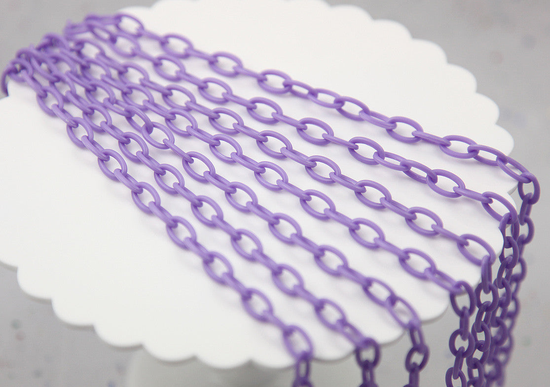 13mm Purple Acrylic or Plastic Chain - 16.5 inch length / 42 cm length - 3 pcs set