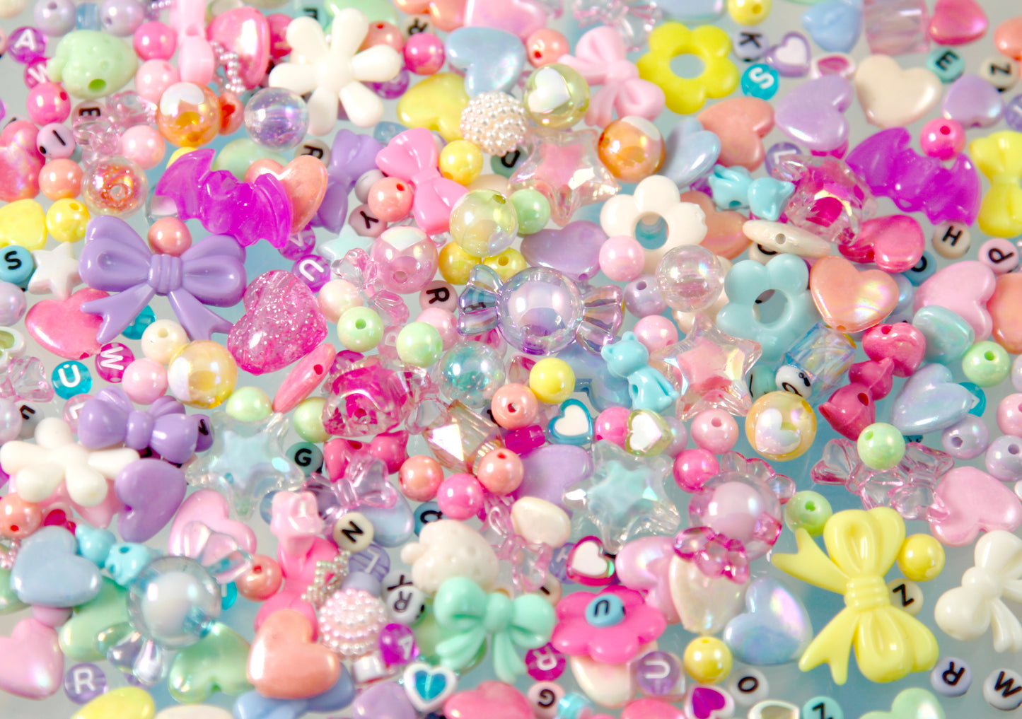 Acrylic Bead Grab Bag - Pastel Colors - Mixed Lot of Plastic Beads - great for kandi, ispy, sensory crafts, jewelry making - Over 200 pcs