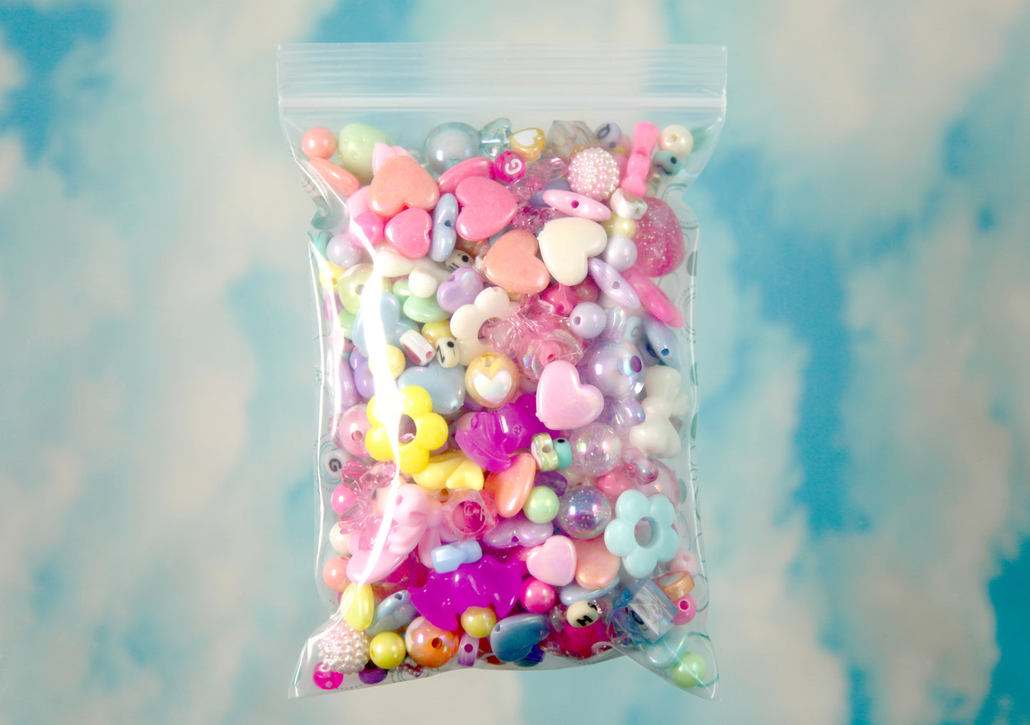 Acrylic Bead Grab Bag - Pastel Colors - Mixed Lot of Plastic Beads - great for kandi, ispy, sensory crafts, jewelry making - Over 200 pcs