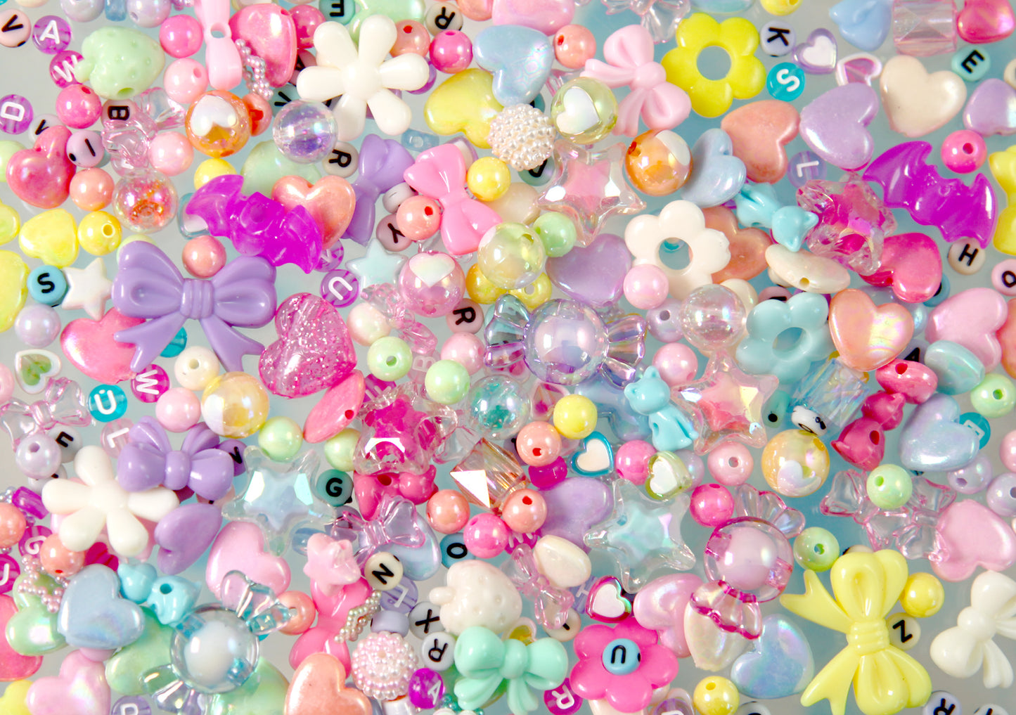 Acrylic Bead Grab Bag - Pastel Colors - Mixed Lot of Plastic Beads - great for kandi, ispy, sensory crafts, jewelry making - Over 200 pcs