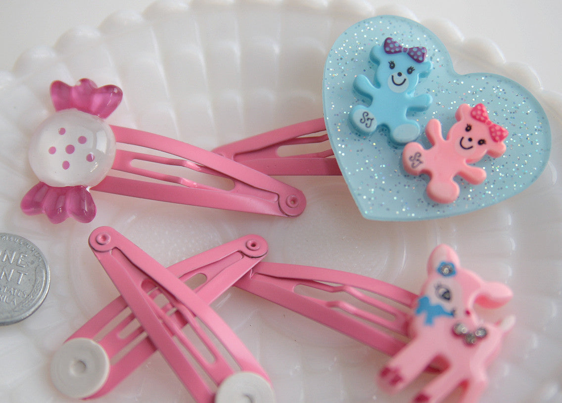 Hair Clips - 50mm Mixed Blank Hair Clips with Glue Pad - 18 pc set